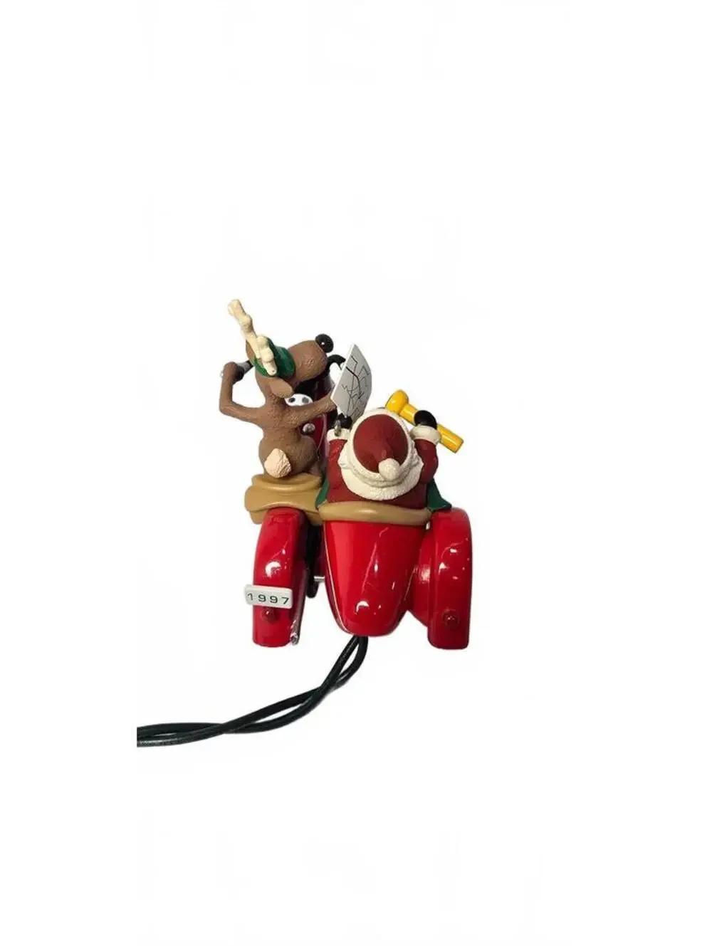 1997 Hallmark Keepsake Ornament Motorcycle Chums Santa and Reindeer